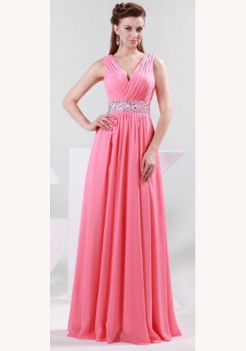 Ružové dlhé šaty s flitrami na ramienka 315