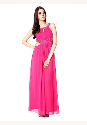 Ružové dlhé šaty bez rukávov 369Q