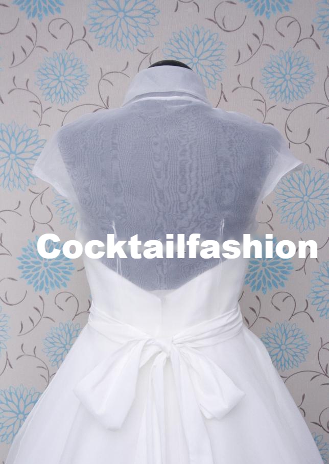 Biele midi svadobné šaty s krátkym rukávom 188