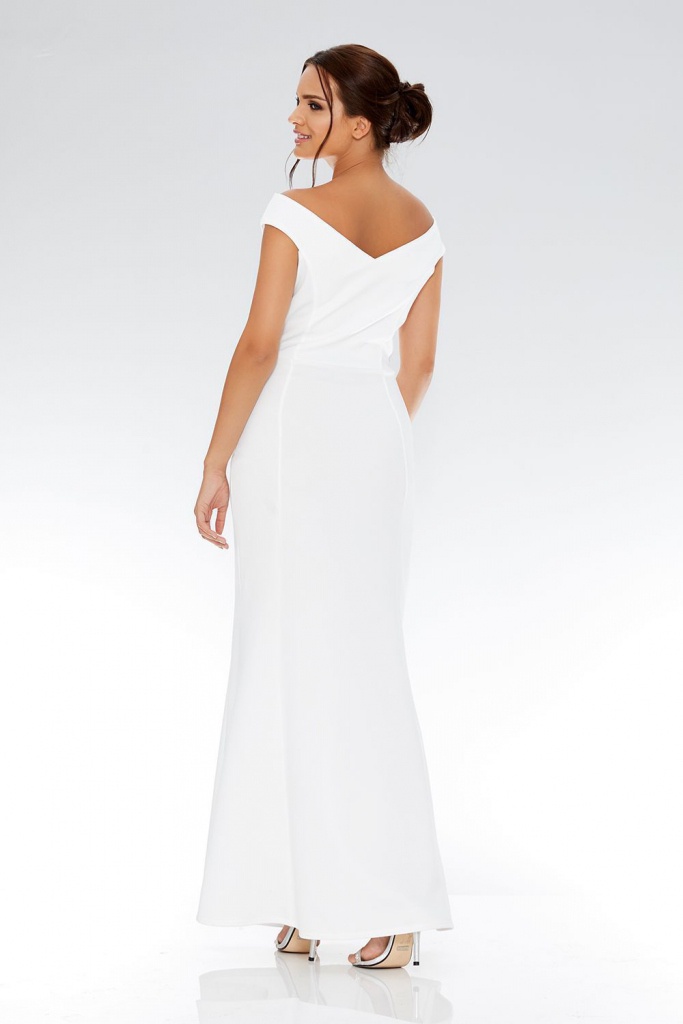 Biele dlhé svadobné šaty s výšivkou s kamienkami morská panna 224Q
