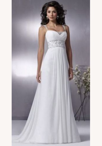 Biele dlhé svadobné šaty na ramienka 127