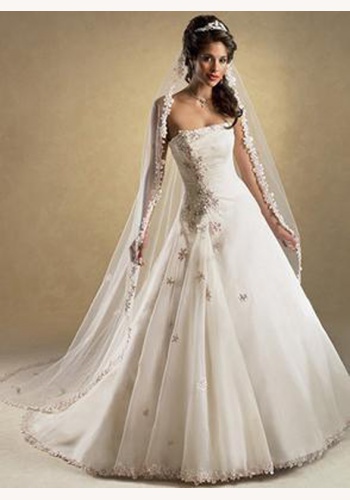 Biele dlhé svadobné korzetové šaty 129