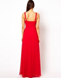 Červené dlhé šaty na ramienka s rozparkom 399LPa