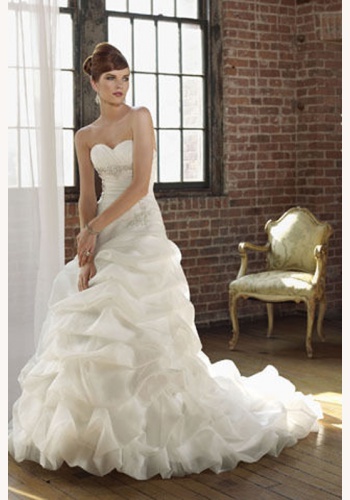 Biele dlhé svadobné korzetové šaty s volánovou sukňou 146
