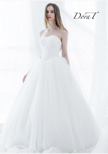 Dora T biele dlhé princeznovské korzetové svadobné šaty 237DT