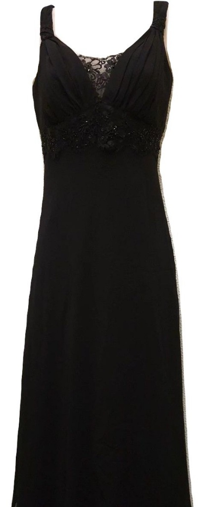 Čierne midi šaty s čipkou na ramienka 004NM