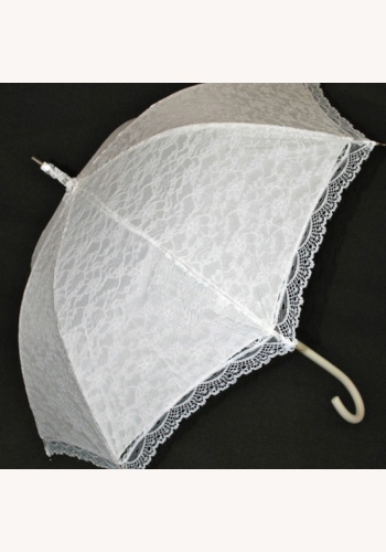 008 Biely svadobný dáždnik s čipkou