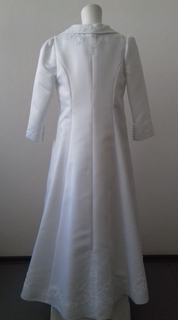 Biele dlhé šaty na 1. sväté prijímanie s krátkym rukávom s kabátom s dlhým rukávom 069E