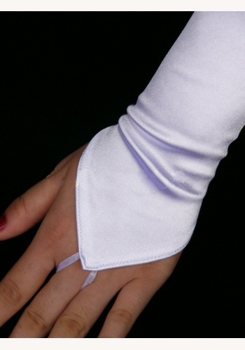 Biele saténové rukavice na prst po lakeť 005