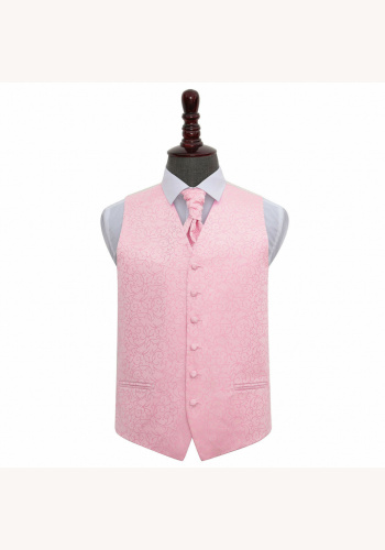 Ružová swirl svadobná vesta s francúzskou kravatou 057a