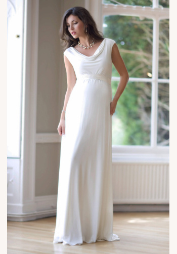 Tiffany Rose smotanové dlhé svadobné tehotenské šaty bez rukávov 474TR