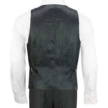 Čierny pánsky svadobný 3-dielny brokátový oblek tailored fit 0106Eb