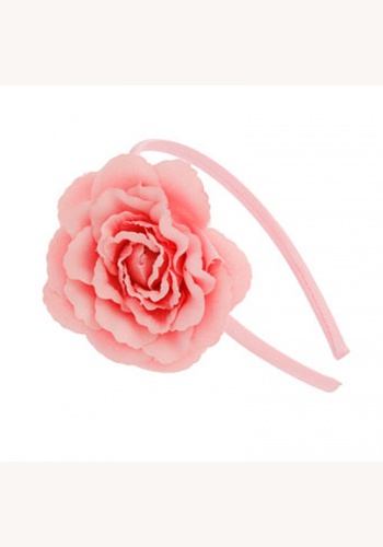 Ružová čelenka na vlasy s kvetom 024