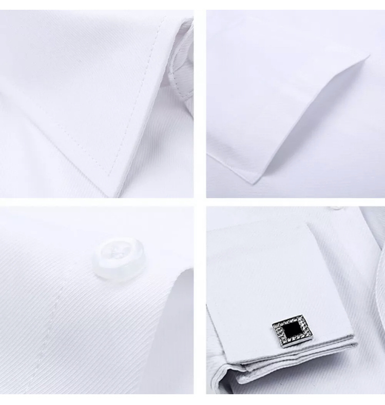 Biela pánska formálna košeľa na manžety s manžetami 071E