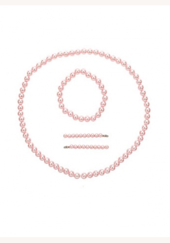 Biely perlový set náhrdelníky s náramkom a sponkami 033