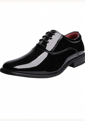 Čierne pánske klasické formálne lakované topánky na šnurovanie 020AZa