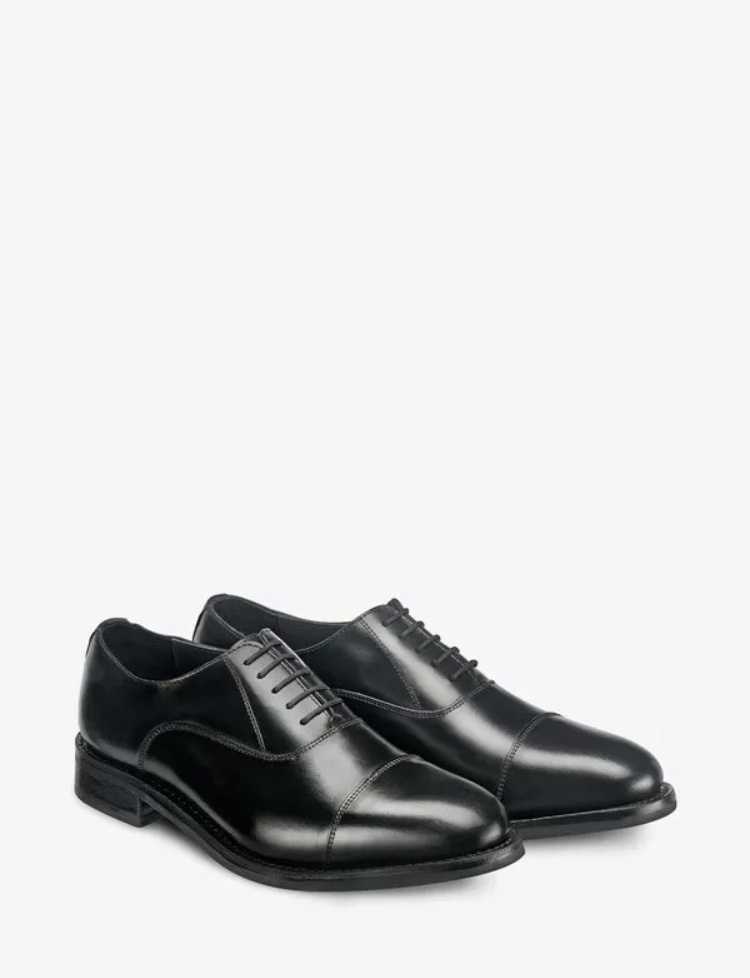 Čierne kožené ručne robené Oxford topánky na šnurovanie 021SW