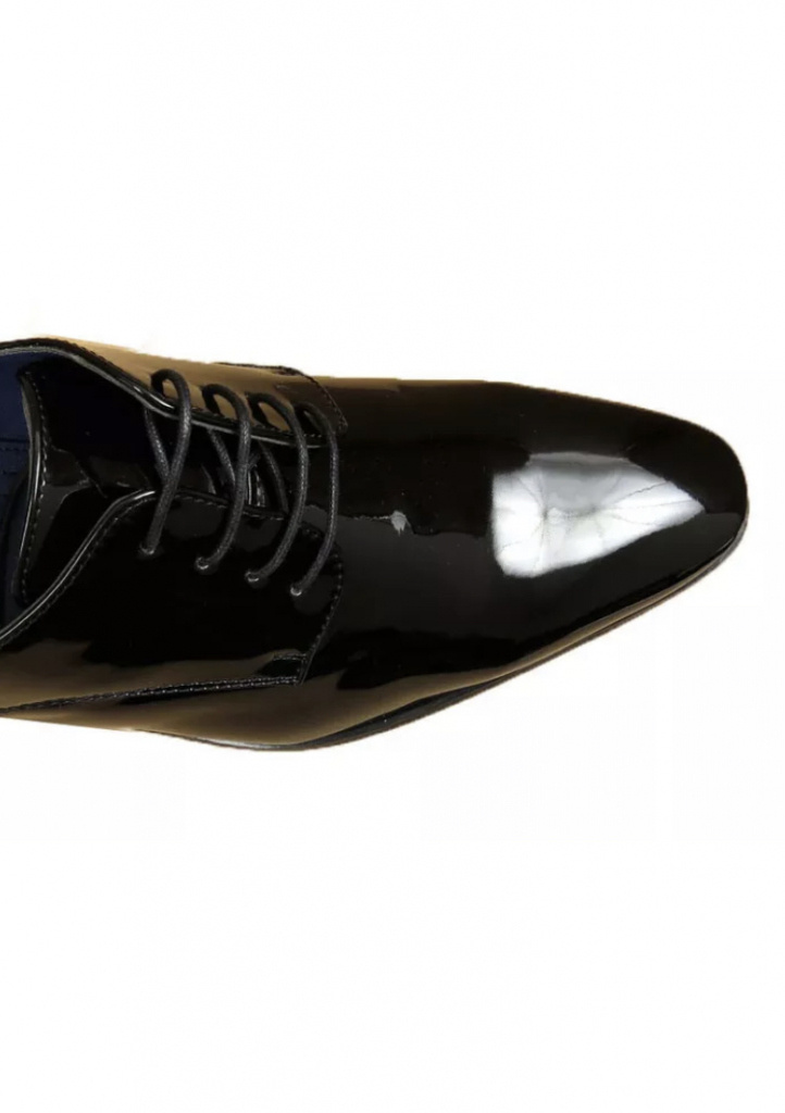 Čierne pánske formálne lakované topánky 025Ea