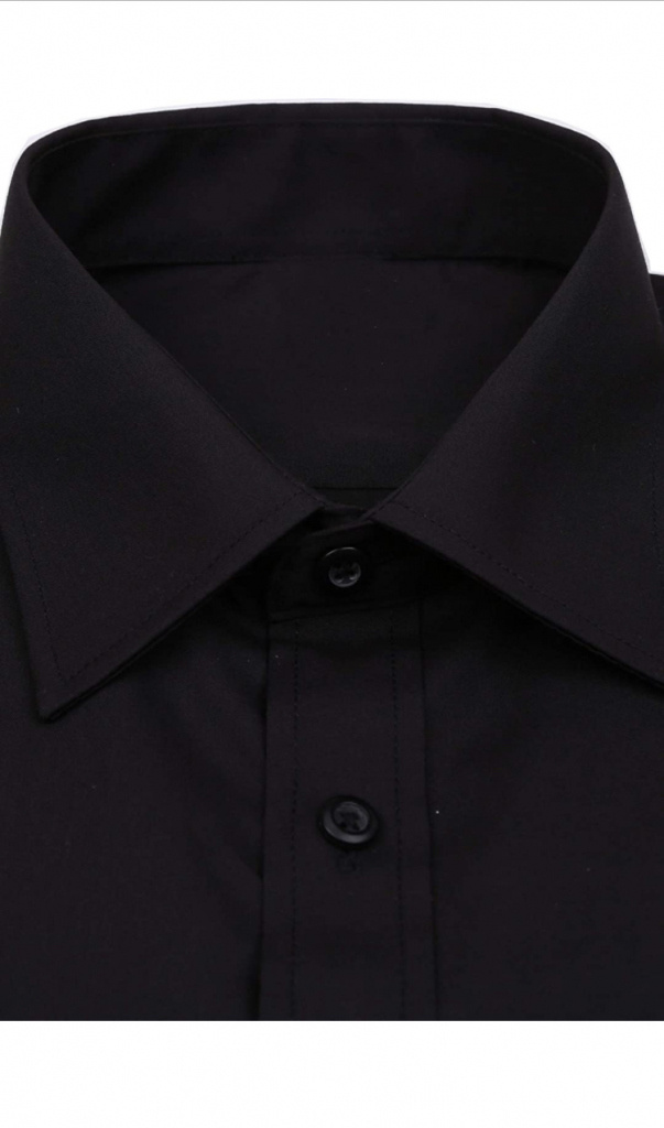 Čierna pánska košeľa s dlhým rukávom s manžetovými gombíkmi 072AZ