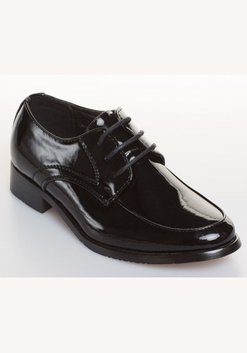 Čierne kožené lakované topánky na šnurovanie 002