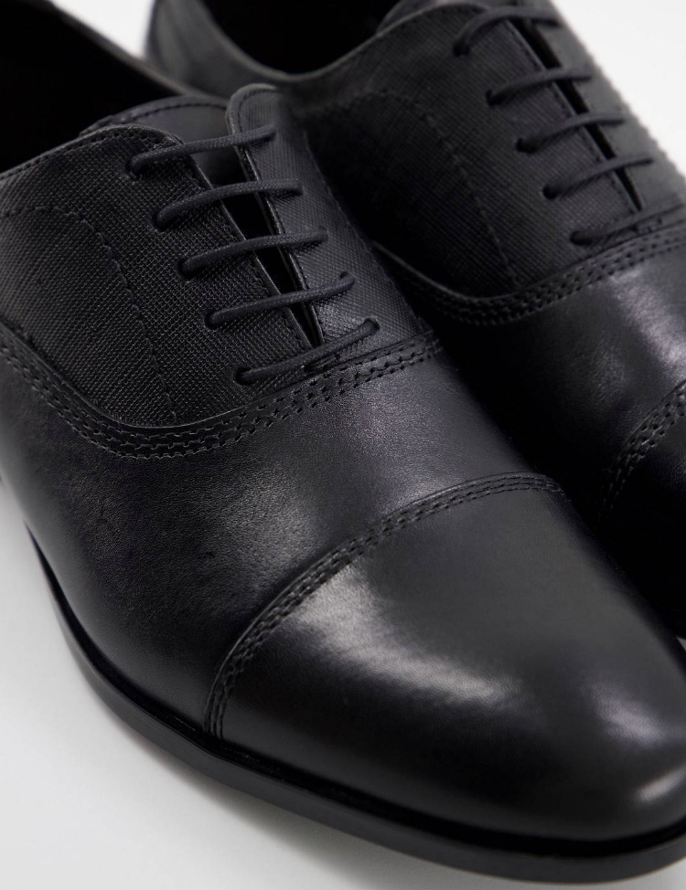 Čierne pánske formálne kožené topánky Oxford 035ART