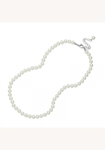 Biely perlový náhrdelník 048
