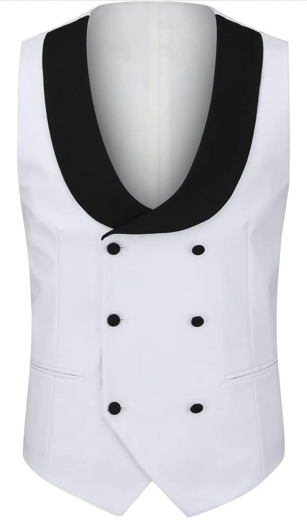 Biely pánsky 3-dielny oblek slim fit smoking s motýlikom 0144AZ