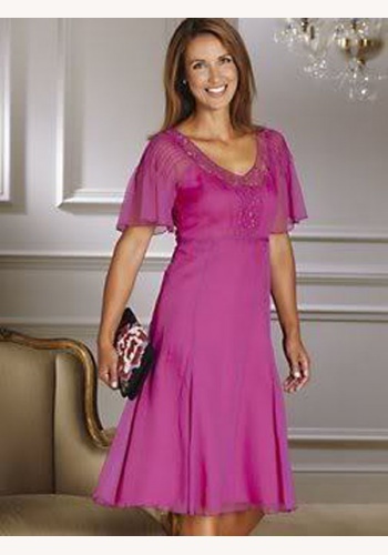 Ružové midi šaty s krátkym rukávom 035