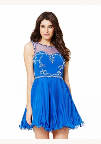 Modré mini šaty bez rukávov 103
