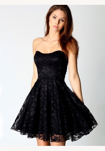 Čierne mini čipkované korzetové šaty 116