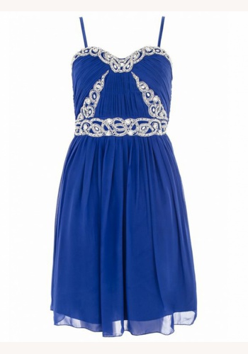 Modré mini šaty s flitrami na ramienka 143a