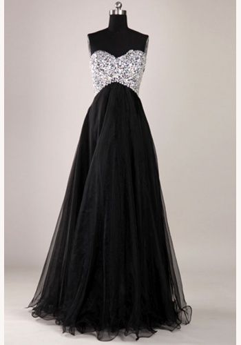 Čierne dlhé korzetové šaty s flitrami 127
