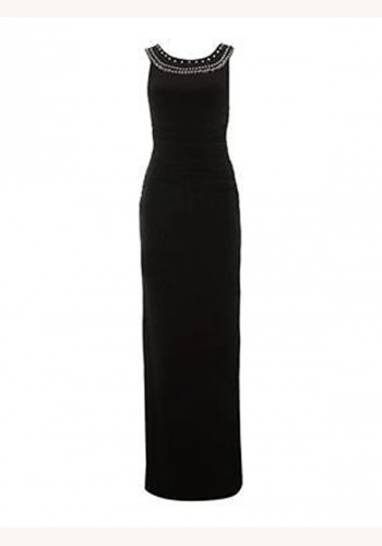 Čierne dlhé úzke šaty bez rukávov 359
