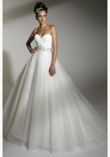 Biele dlhé korzetové svadobné šaty 007