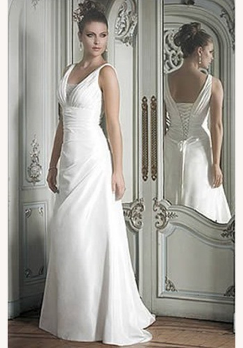 Smotanové dlhé svadobné šaty na hrubé ramienka 022W