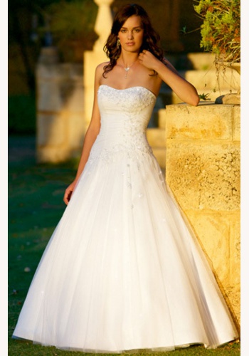 Biele dlhé korzetové svadobné šaty 024