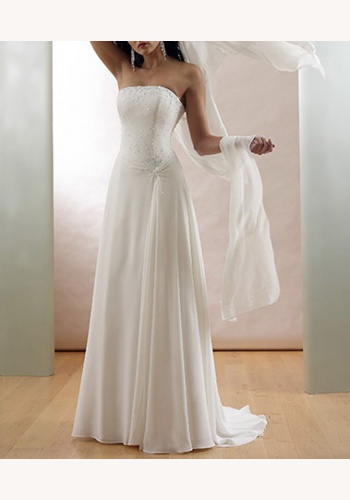 Biele dlhé korzetové svadobné šaty 032