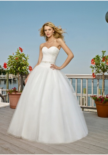 Biele dlhé korzetové svadobné šaty 033