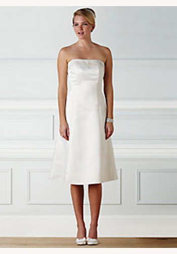 Biele midi svadobné korzetové saténové šaty 035