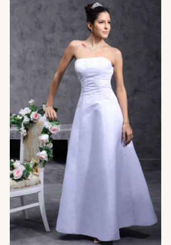 Biele dlhé svadobné korzetové saténové šaty  043LB