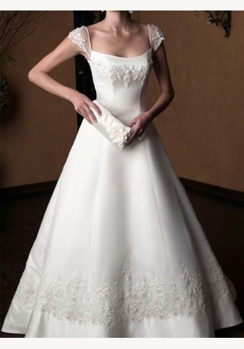 Biele dlhé svadobné šaty na ramienka 049LB