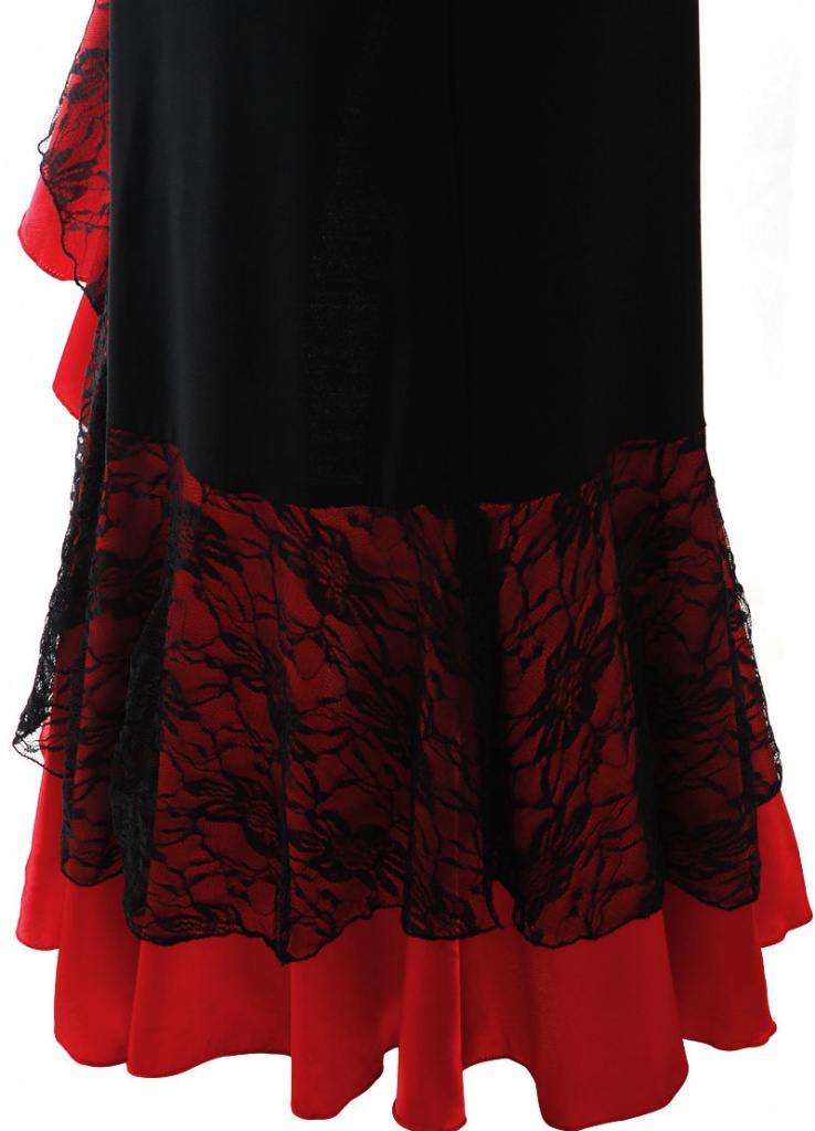 Čierno-červené dlhé úzke šaty na ramienka morská panna 098DB