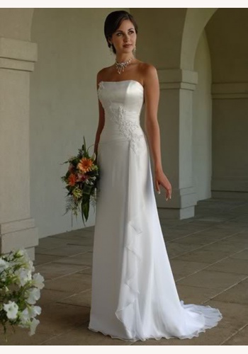 Biele dlhé svadobné korzetové šaty 055E
