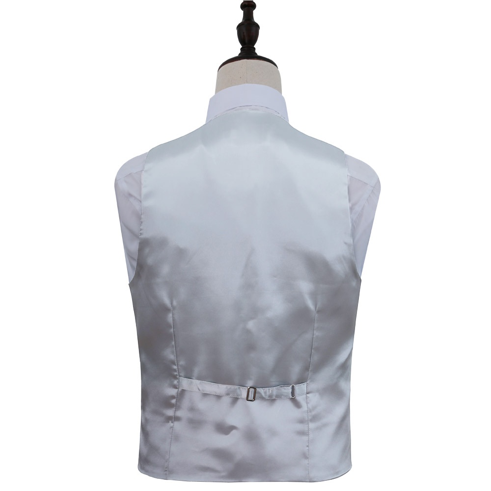 Strieborno-šedá swirl svadobná vesta s francúzskou kravatou 057