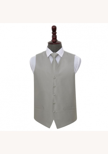 Strieborno-šedá check svadobná vesta s kravatou 061