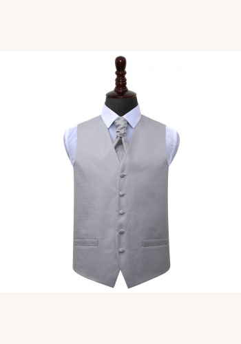 Strieborno-šedá grécky kľúč svadobná vesta s francúzskou kravatou 066