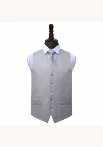 Strieborno-šedá grécky kľúč svadobná vesta s kravatou 067