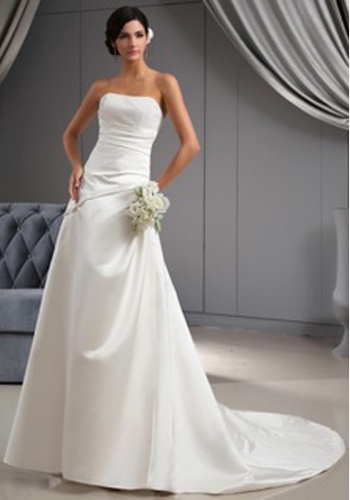 Biele dlhé svadobné korzetové saténové šaty 106