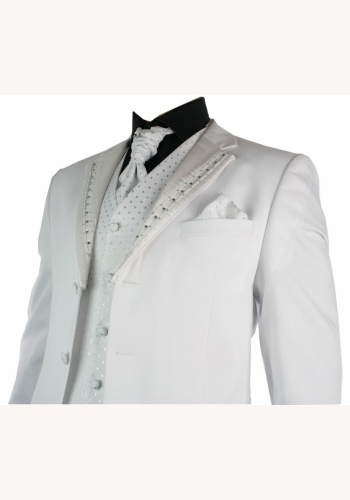 Biely pánsky svadobný 5-dielny oblek 035E