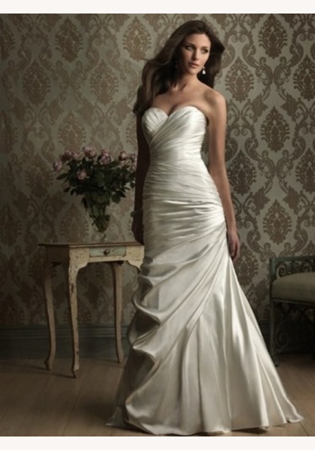 Smotanové dlhé svadobné korzetové saténové šaty 122